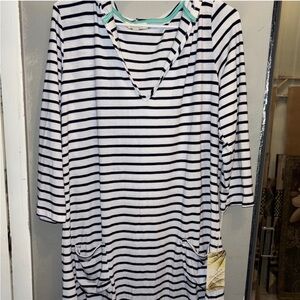 Large Sandiva HOODIE Striped Swim beach cover-up with pockets Vacation